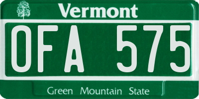 VT license plate OFA575