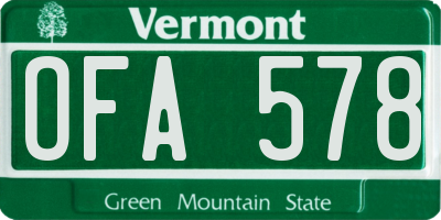 VT license plate OFA578