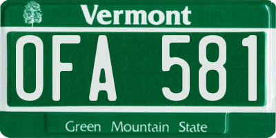 VT license plate OFA581