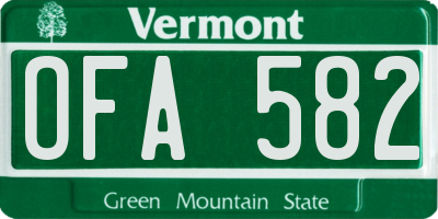 VT license plate OFA582
