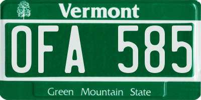 VT license plate OFA585
