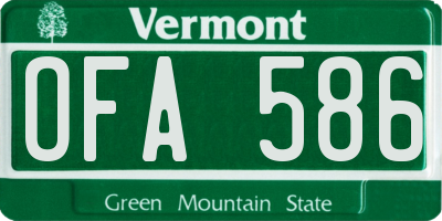 VT license plate OFA586