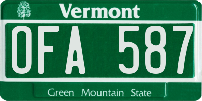 VT license plate OFA587