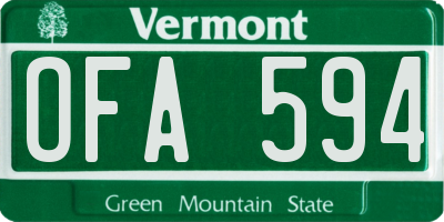 VT license plate OFA594
