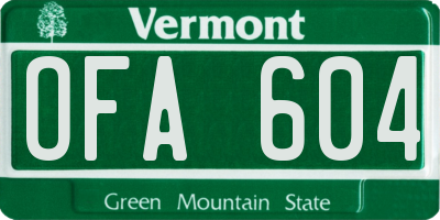VT license plate OFA604