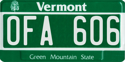 VT license plate OFA606