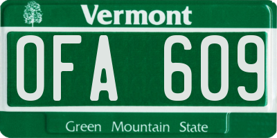 VT license plate OFA609