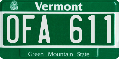 VT license plate OFA611