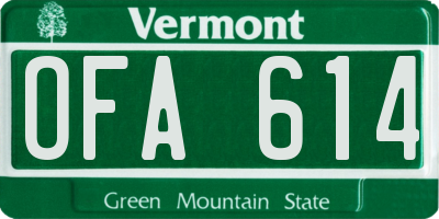 VT license plate OFA614