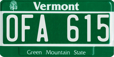 VT license plate OFA615