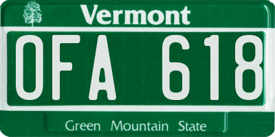 VT license plate OFA618