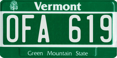 VT license plate OFA619