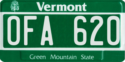 VT license plate OFA620