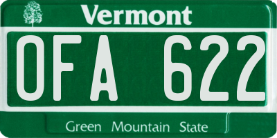 VT license plate OFA622