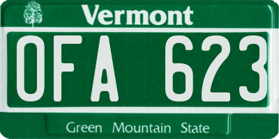 VT license plate OFA623