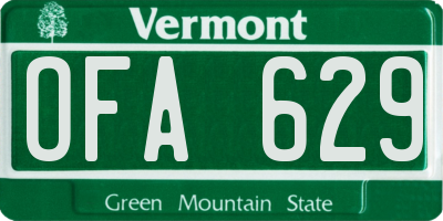 VT license plate OFA629