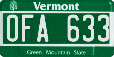 VT license plate OFA633