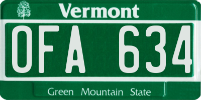 VT license plate OFA634
