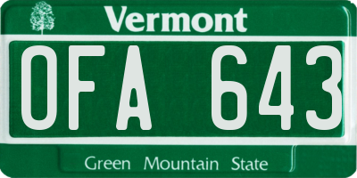 VT license plate OFA643