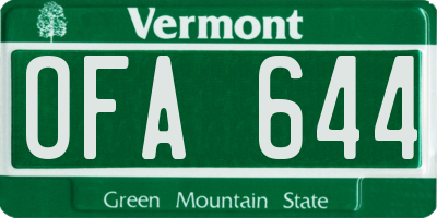 VT license plate OFA644