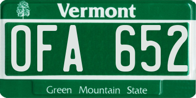 VT license plate OFA652