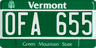 VT license plate OFA655