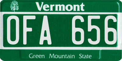 VT license plate OFA656