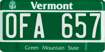VT license plate OFA657