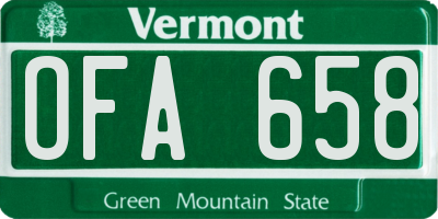 VT license plate OFA658