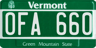 VT license plate OFA660