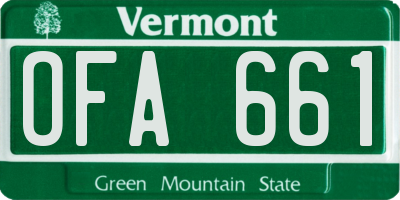 VT license plate OFA661