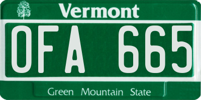 VT license plate OFA665