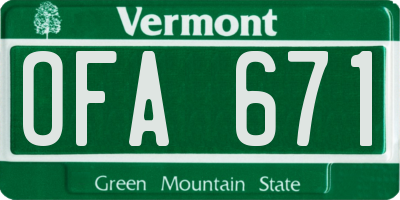 VT license plate OFA671