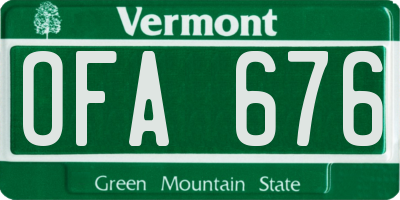 VT license plate OFA676