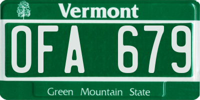 VT license plate OFA679