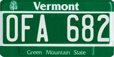 VT license plate OFA682