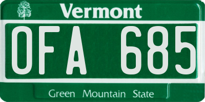 VT license plate OFA685