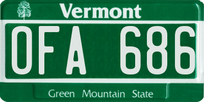 VT license plate OFA686