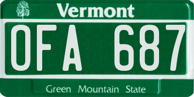 VT license plate OFA687