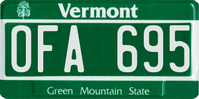 VT license plate OFA695
