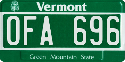 VT license plate OFA696