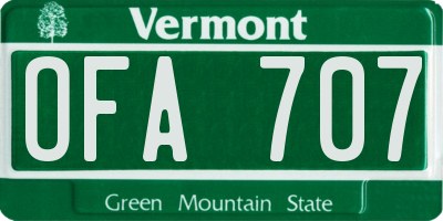 VT license plate OFA707