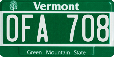 VT license plate OFA708