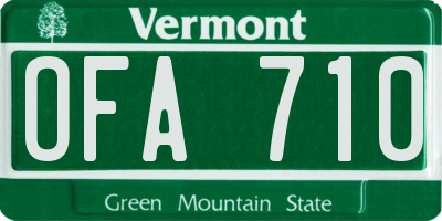 VT license plate OFA710