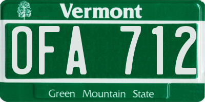 VT license plate OFA712