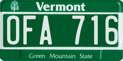 VT license plate OFA716