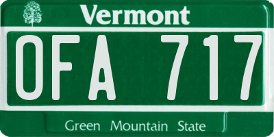 VT license plate OFA717