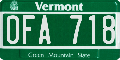 VT license plate OFA718