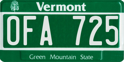 VT license plate OFA725