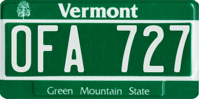 VT license plate OFA727